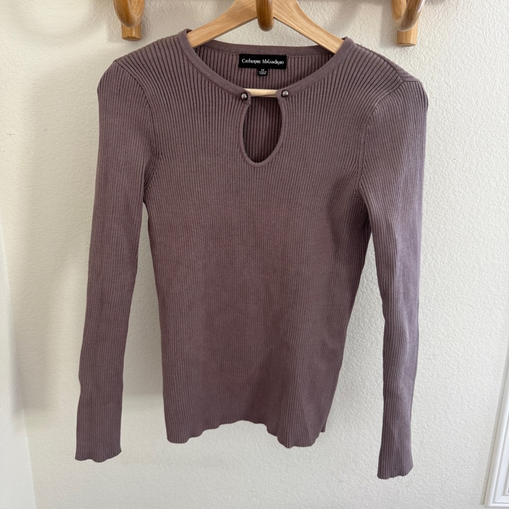 Catherine Malandrino ribbed long sleeve sweater with metal detail size M stretch